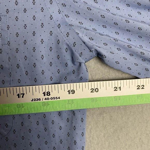 Stafford Travel Fitted Button Up Shirt Blue Print Mens Size 15 32-33 Easy Care - Picture 5 of 6